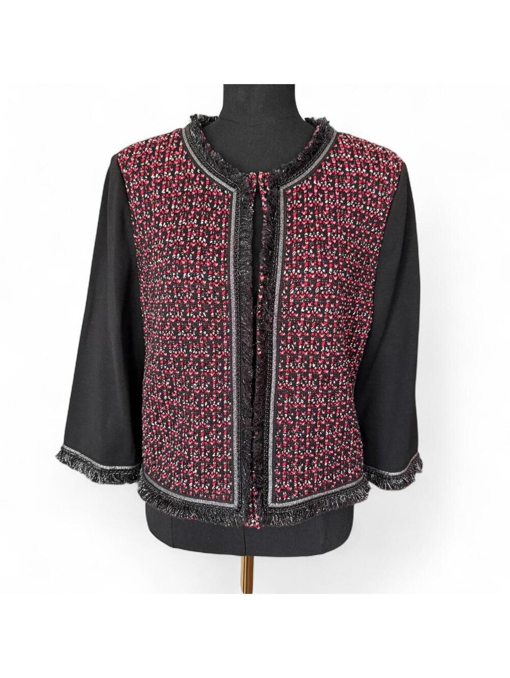 St. John Women's Classic Black and Red Tweed Jacket sz 10